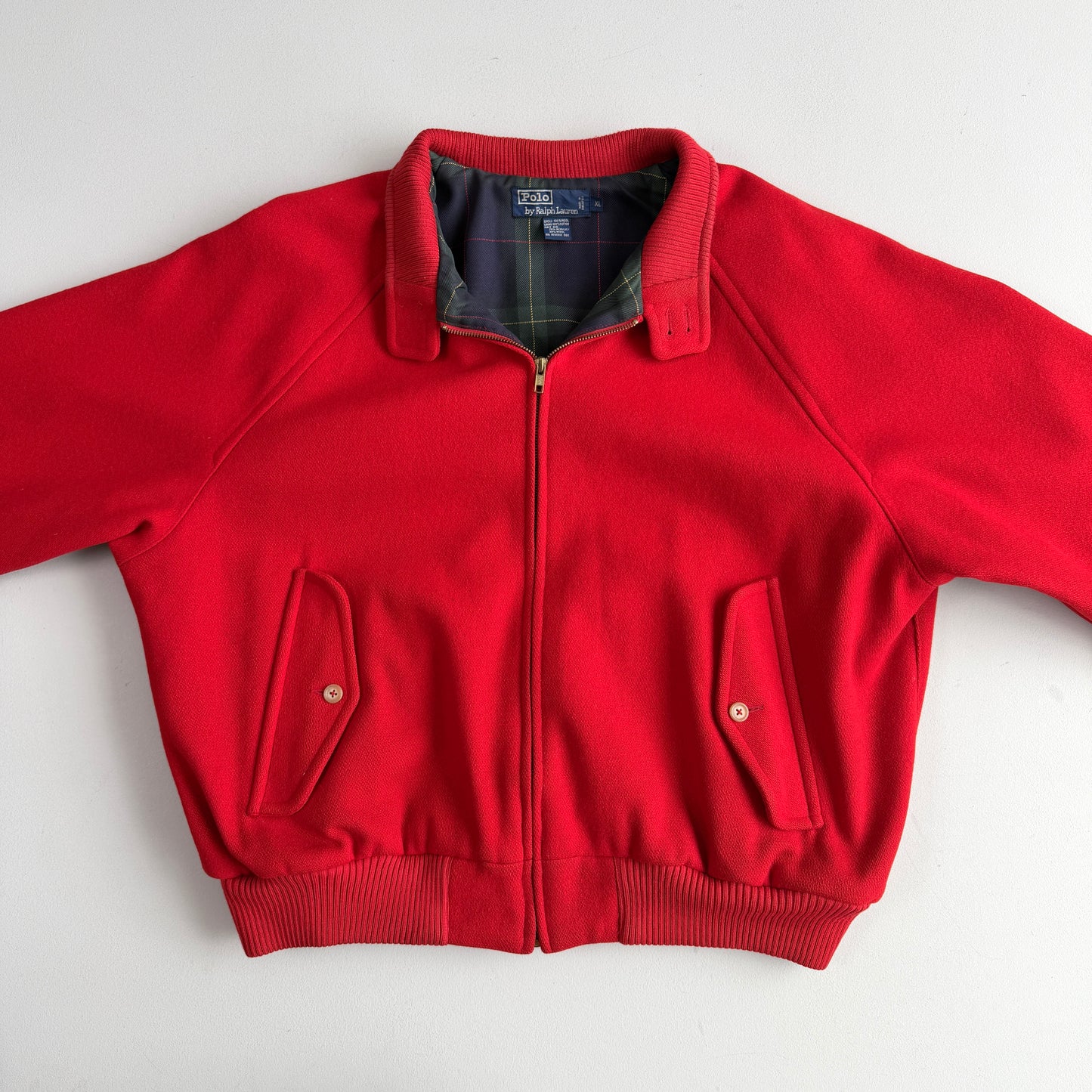 VNTG Polo Ralph Lauren (XL) Fire Engine Red Wool Raglan Sleeve Jacket