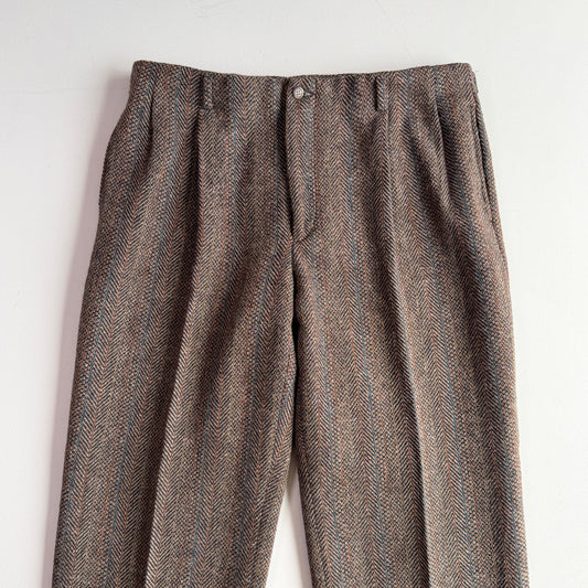VNTG Polo Ralph Lauren (36 x 31-33) Wool Tweed Blue/Orange Over Stripe Tweed Pants