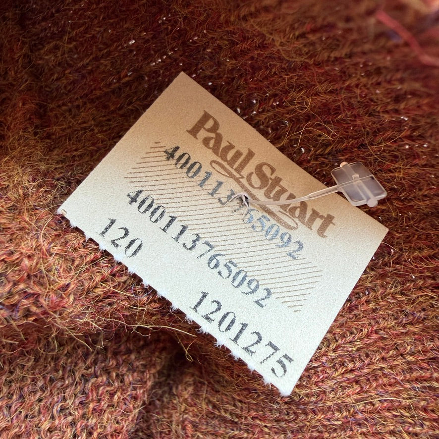 NWT Paul Stuart (L) 100% Alpaca Burnt Orange Rust V-Neck Sweater