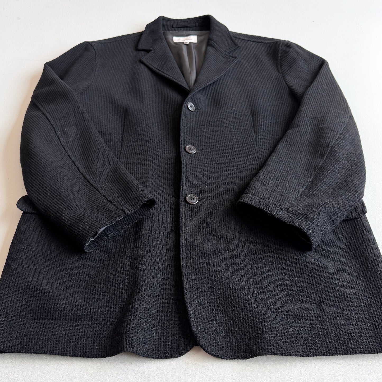 Ermenegildo Zegna (L / 52IT) Cotton/Wool Ribbed Off-Black Car Coat