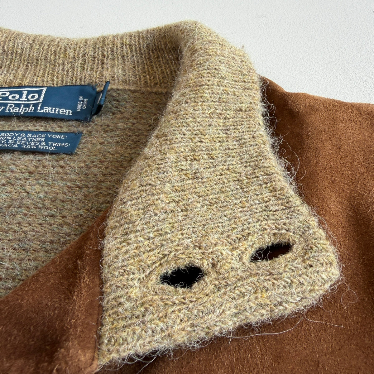 Polo Ralph Lauren (XL) Suede Alpaca/Wool Button Cardigan Sweater