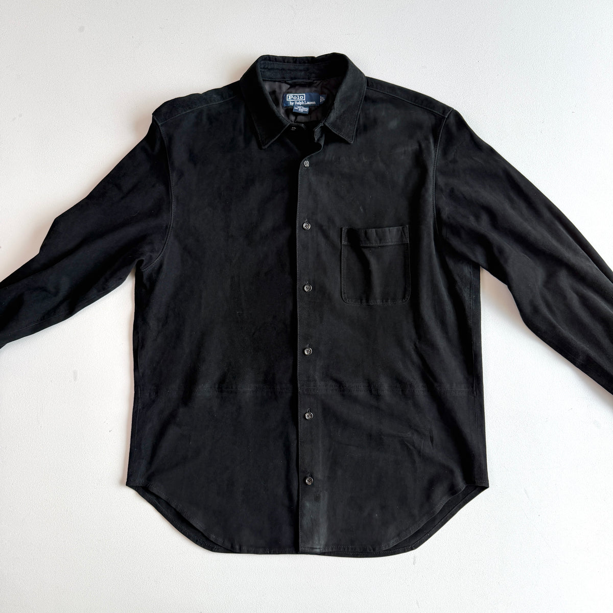 Polo Ralph Lauren (L) Black Suede Leather Button Front Shirt