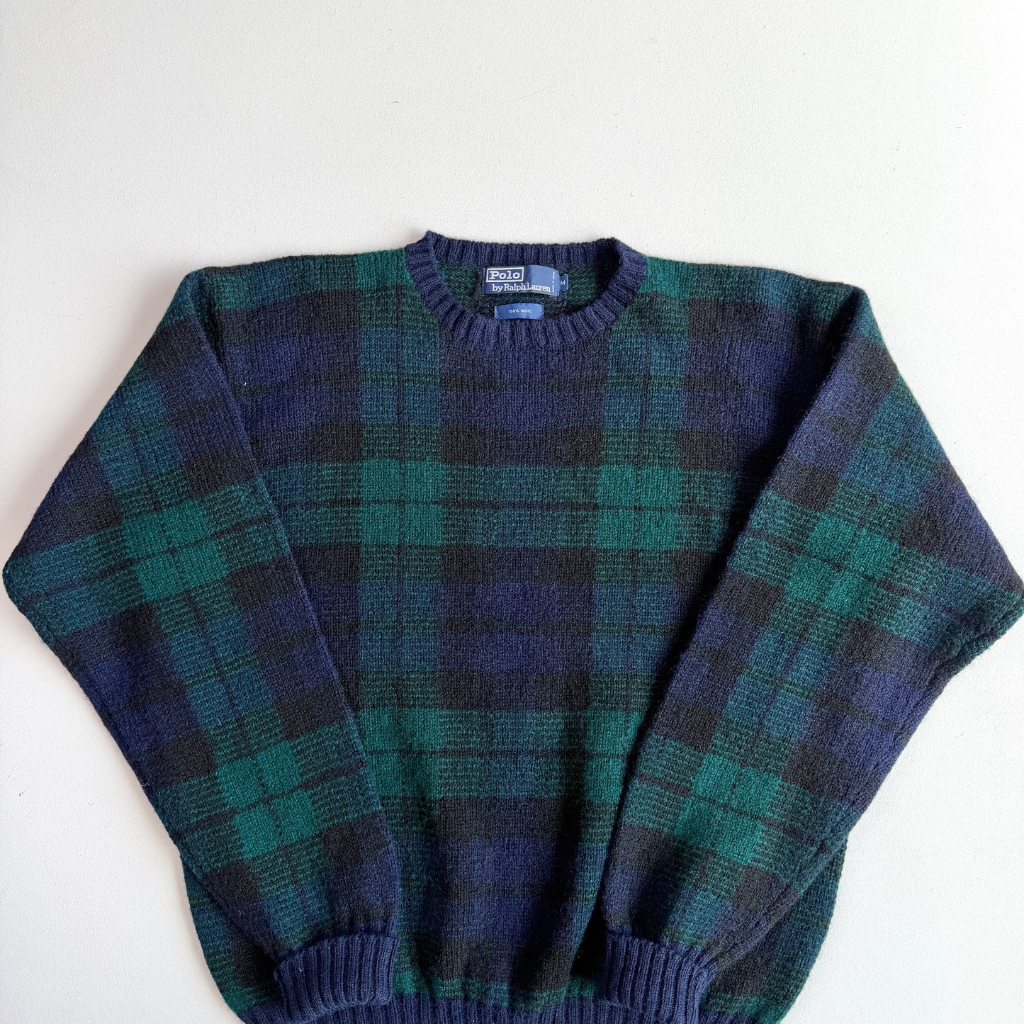 VNTG Polo Ralph Lauren (M) Black Watch Wool Knit Sweater