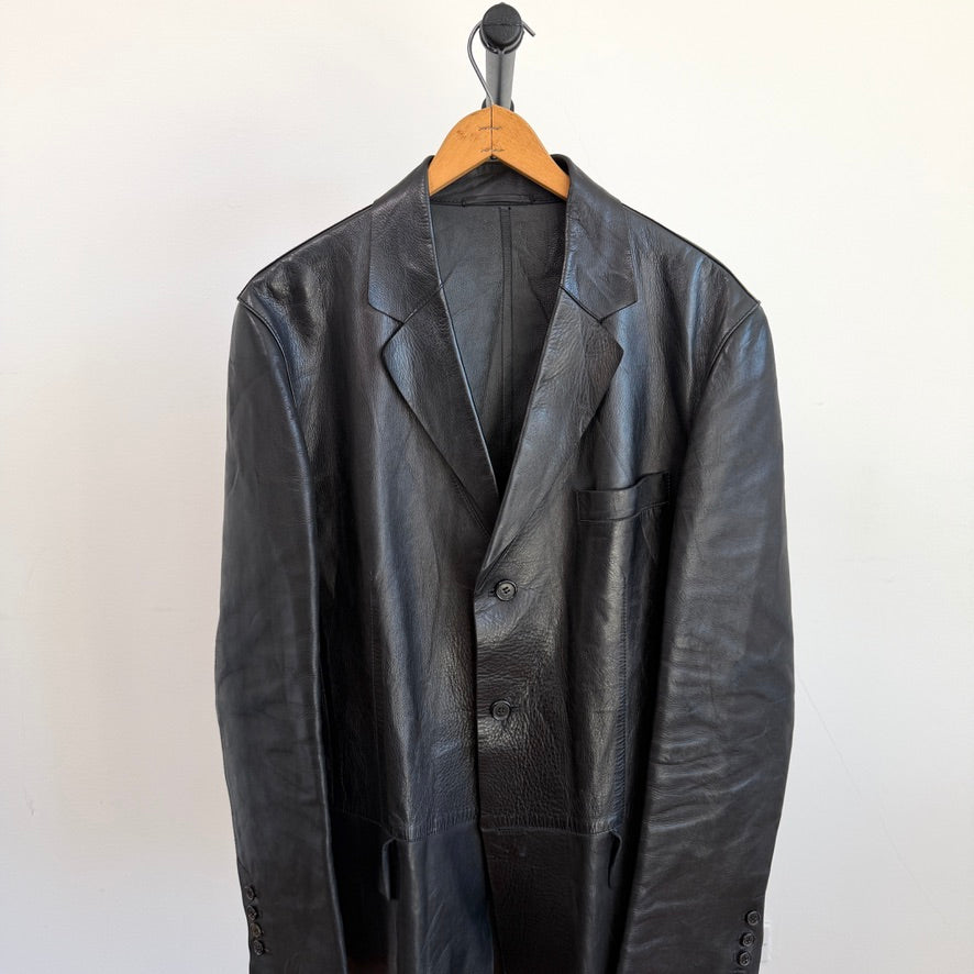 Gucci (48IT) Leather Unlined Black Surgeon Cuff Sport Coat