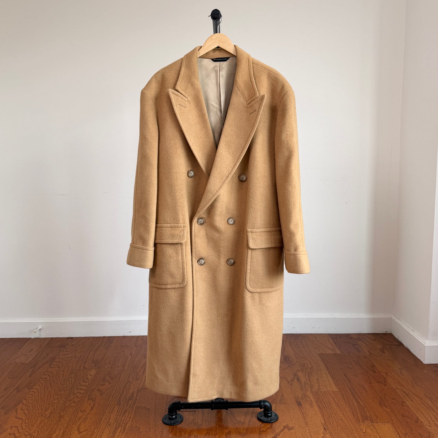 VNTG Ralph Lauren Chaps (46) Camel Wool Double Breasted Half-Belt Overcoat