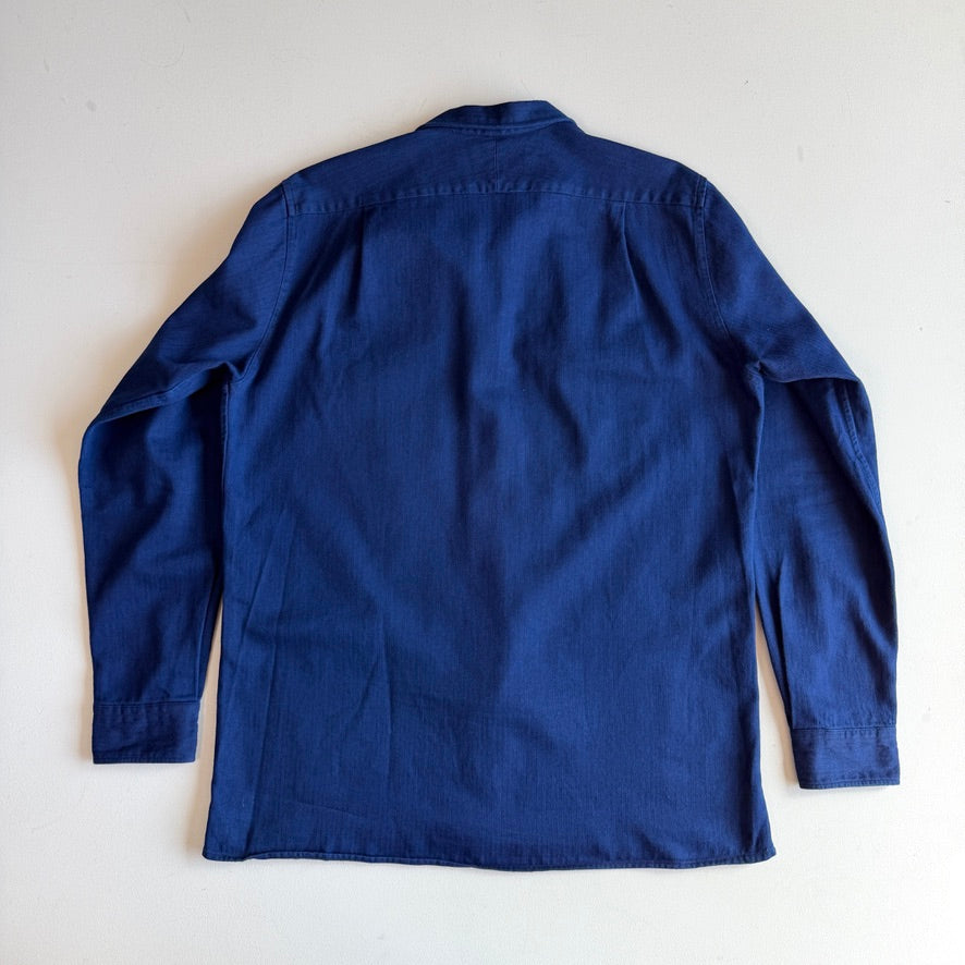 Drake's (XL) Deep Indigo Cotton Herringbone Chore Coat Jacket