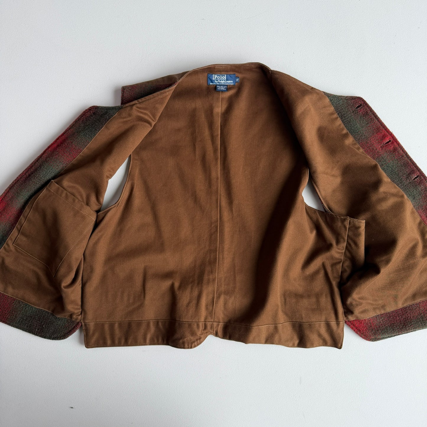VTNG Polo Ralph Lauren (L) Wool Shadow Plaid 4 Pocket Vest