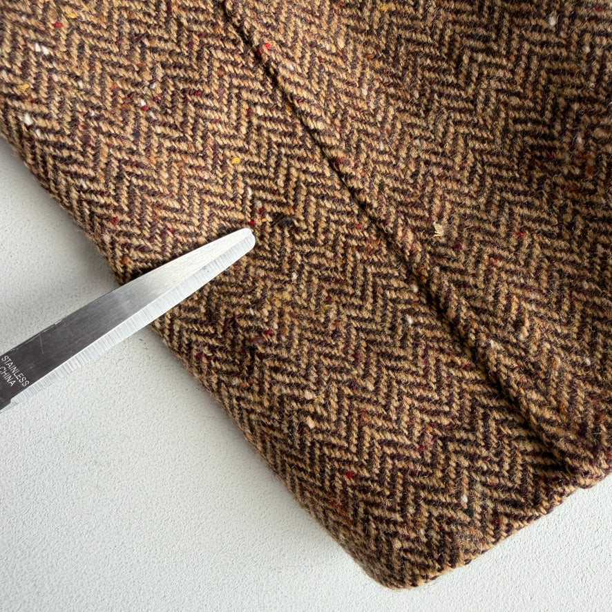 VNTG Paul Stuart (54) Tweed Wool Belted Balmacaan Norfolk-Style Field Coat