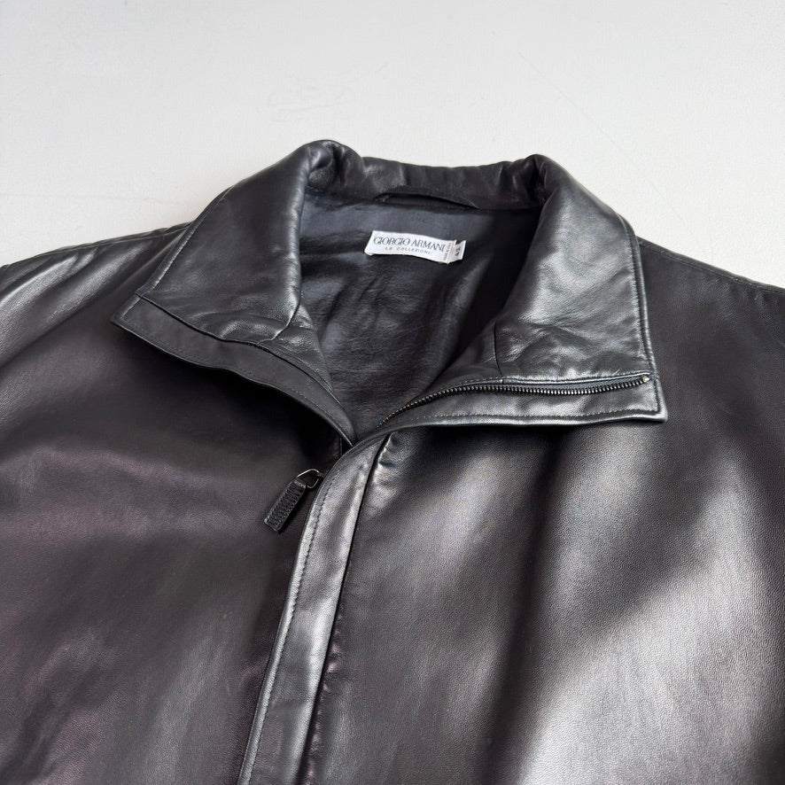 Giorgio Armani (42 /44) Black Glove Soft Lambskin Leather Coat