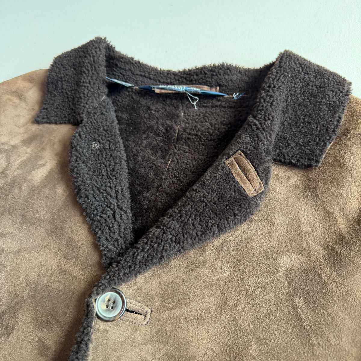 Polo Ralph Lauren (L) Shearling Sheep Leather Chocolate Brown Coat