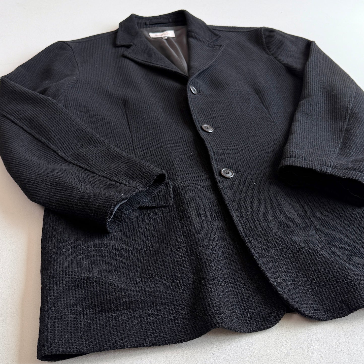 Ermenegildo Zegna (L / 52IT) Cotton/Wool Ribbed Off-Black Car Coat