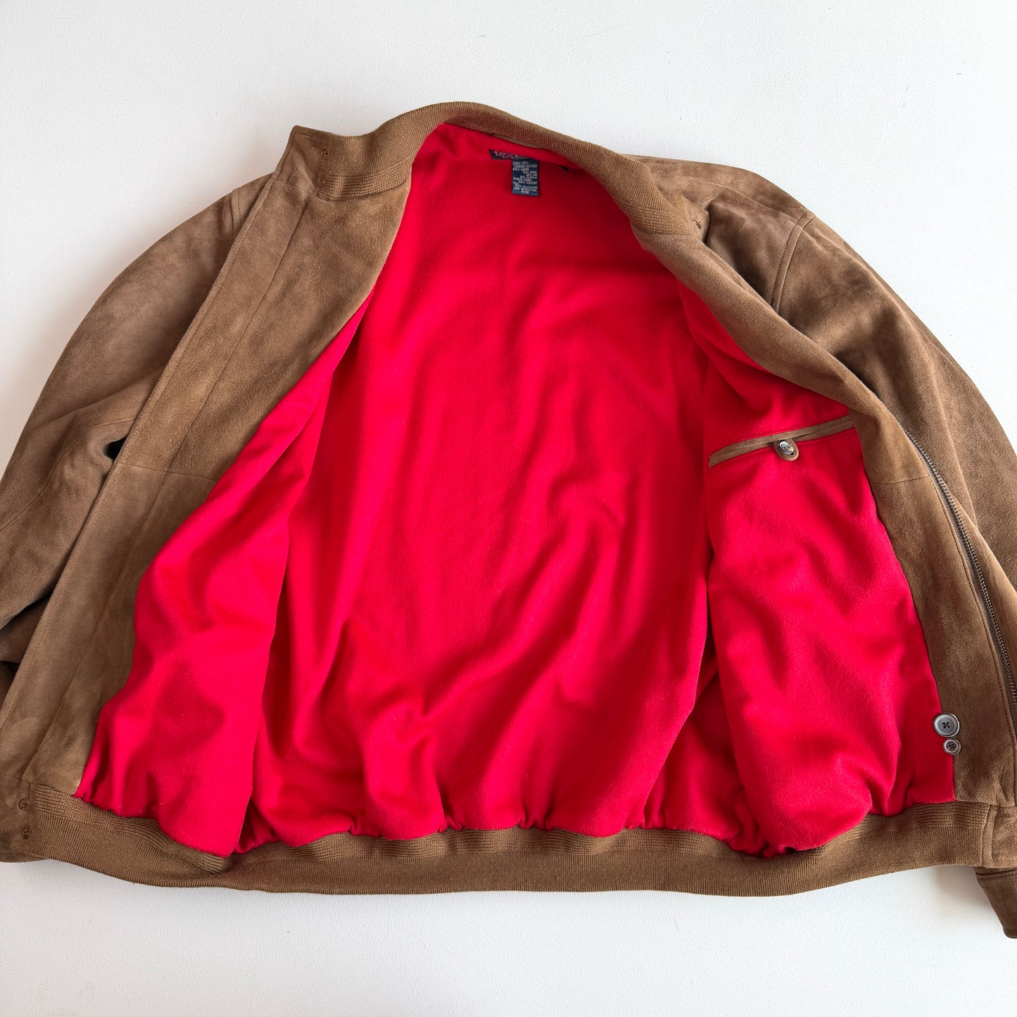 NWT VNTG Polo Ralph Lauren (XL) Suede Leather Bomber Fleece Lined Jacket