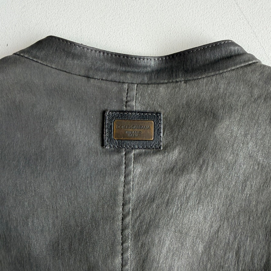 Dolce & Gabbana (50IT) Thin/Skived Lamb Leather Lined Cafe Racer Jacket