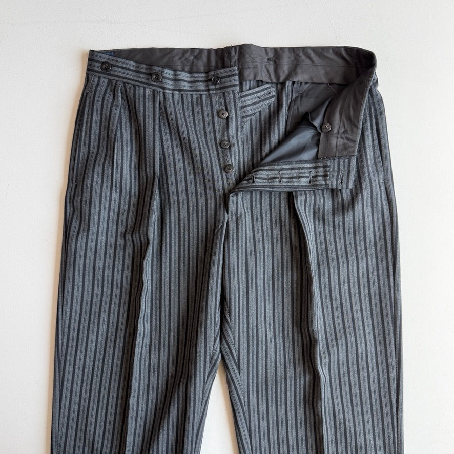 VNTG Polo Ralph Lauren (36x32) Wool French Workwear Stripe Back Cinch Trouser Pants