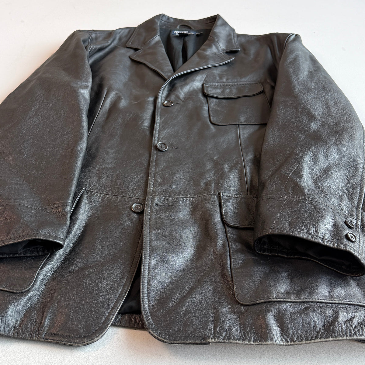 Polo Ralph Lauren (2XL) Black Leather Half-Norfolk Sport Field Coat