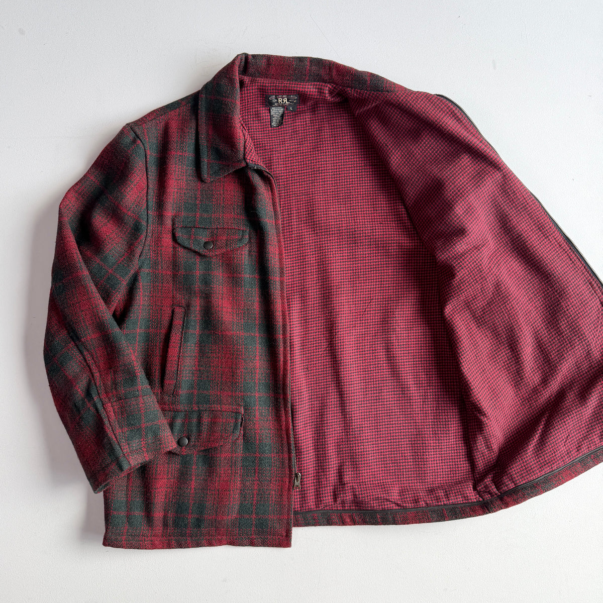 VNTG RRL Ralph Lauren (L) Wool Red/Green Plaid Hunting Field Coat
