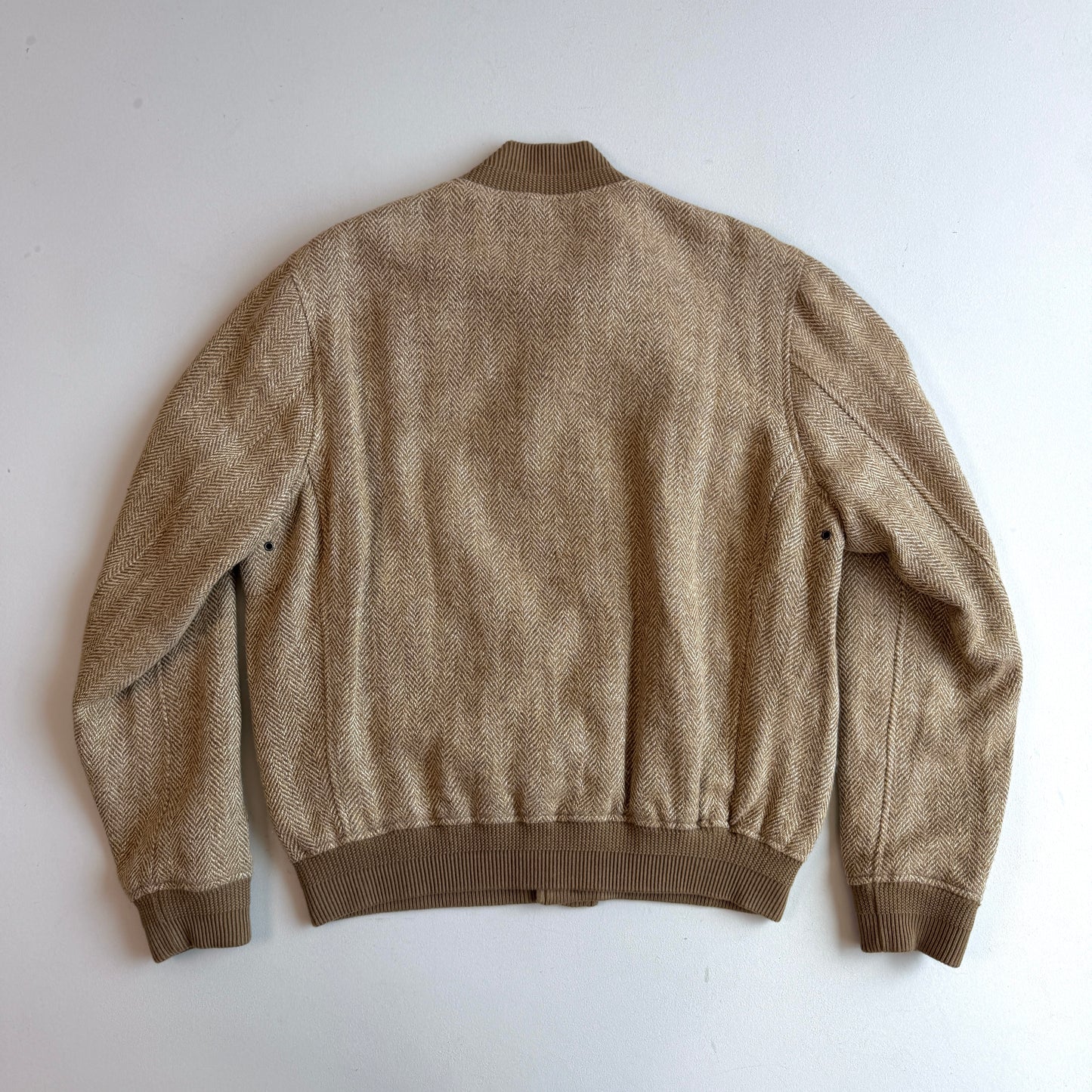Polo Ralph Lauren (XL) Linen/Silk/Wool Tweed Beige Bomber-Style Jacket