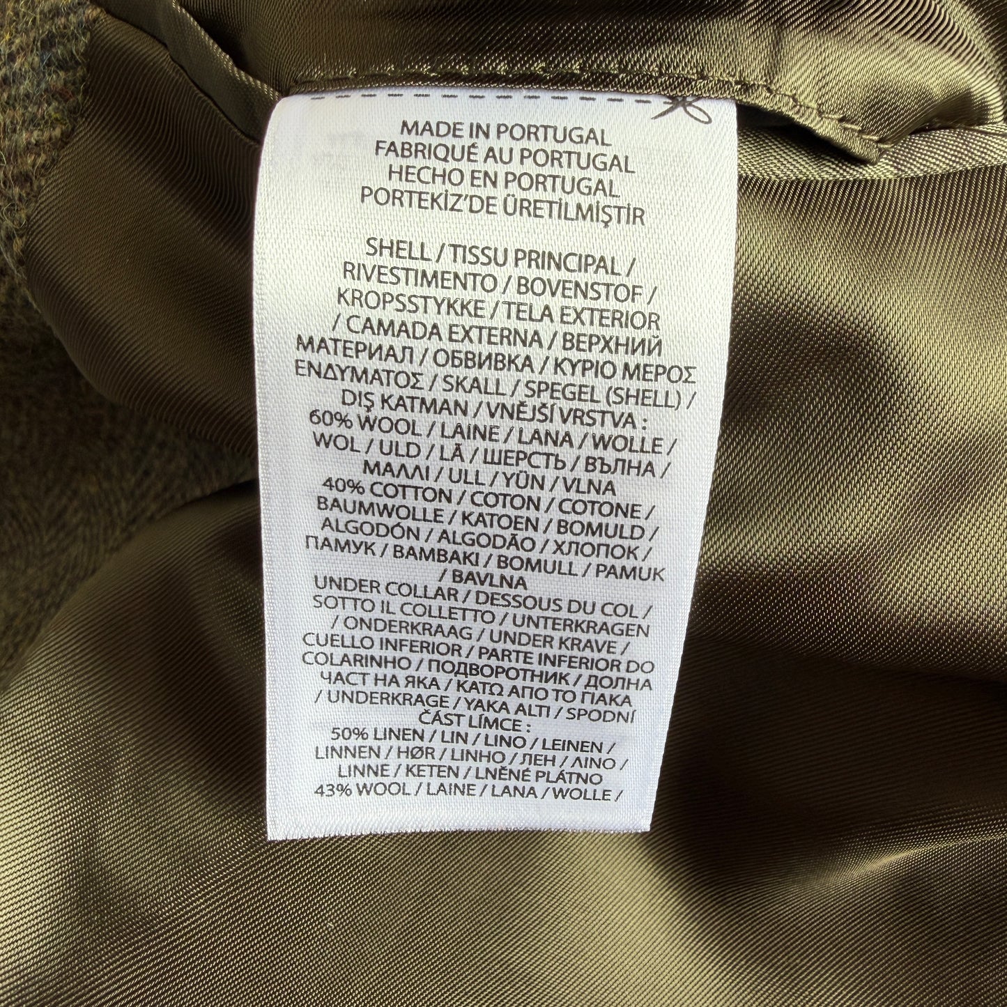 NWOT Polo Ralph Lauren (44L) Olive Green Wool/Cotton Tweed Moon Mill Fabric Sport Coat
