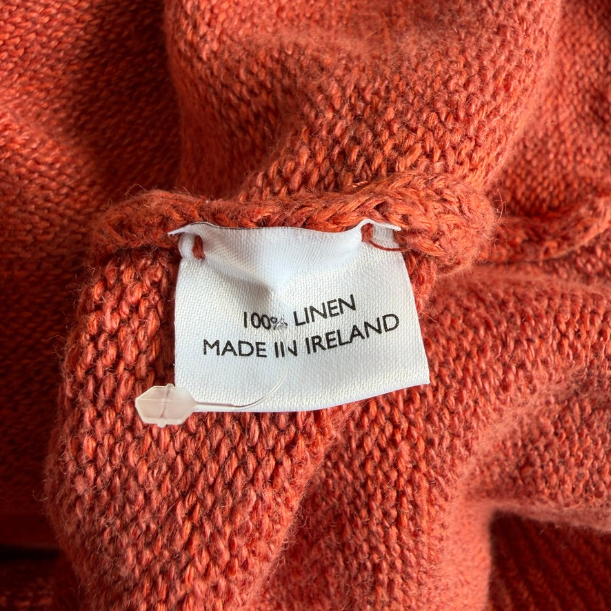 Paul Stuart (XL) 100% Linen Clay Orange Ireland V-Neck Sweater