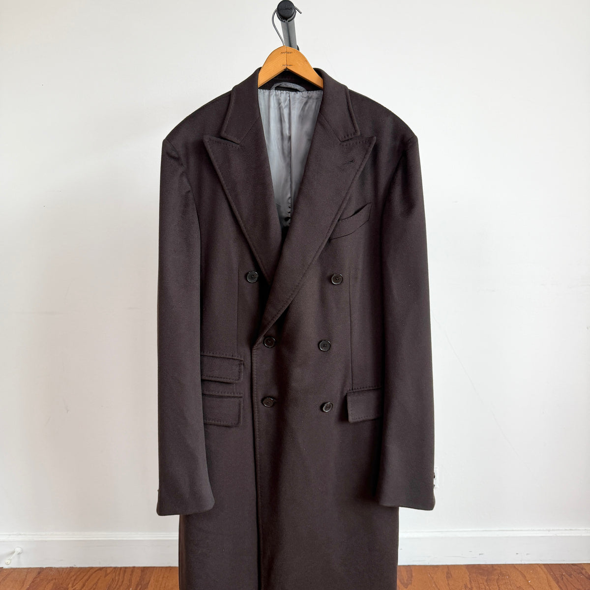 Ermenegildo Zegna (56L) 100% Cashmere Oxblood Half-Belt Double Breast Overcoat