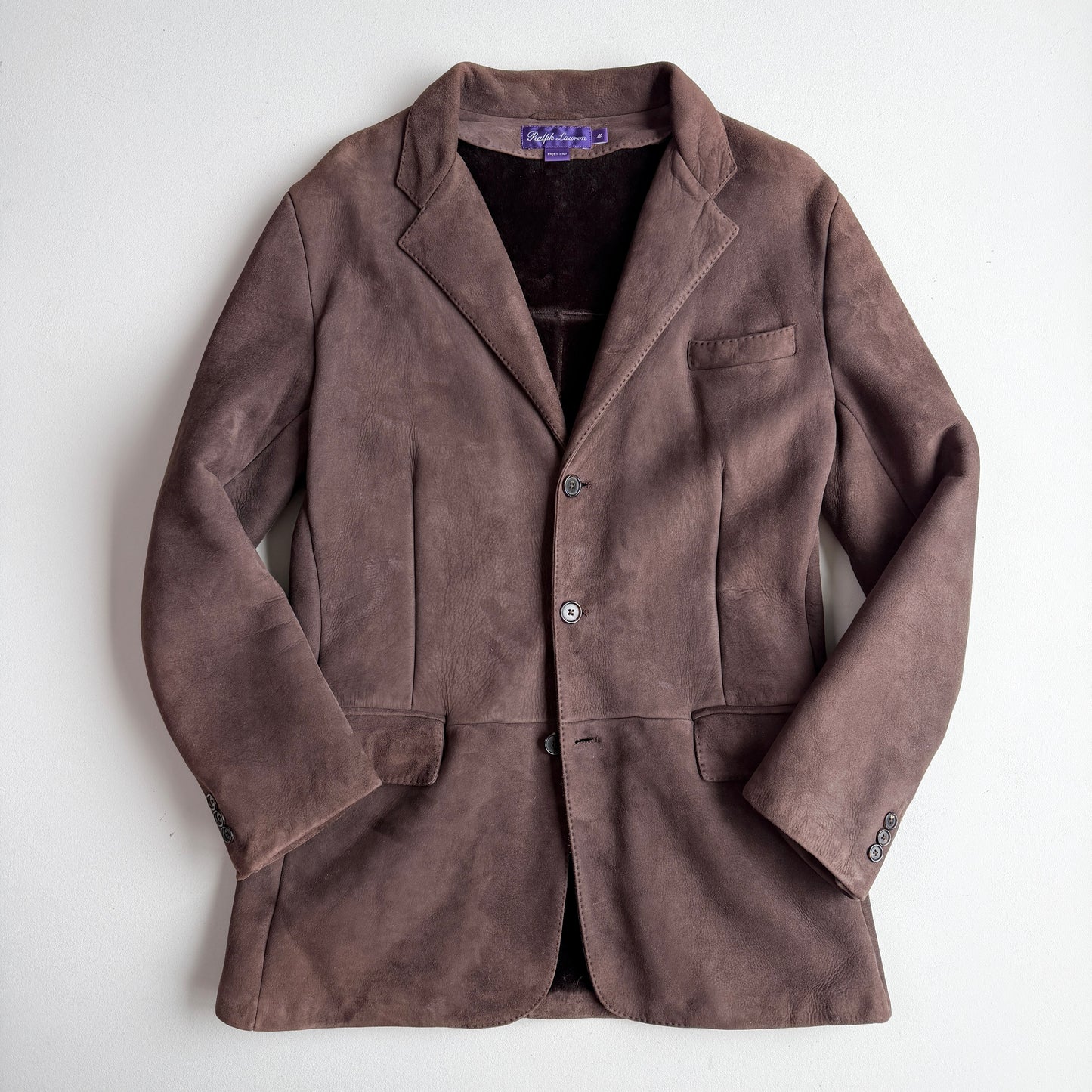 Ralph Lauren Purple Label (M) Lambskin Leather Suede Shearling Jacket