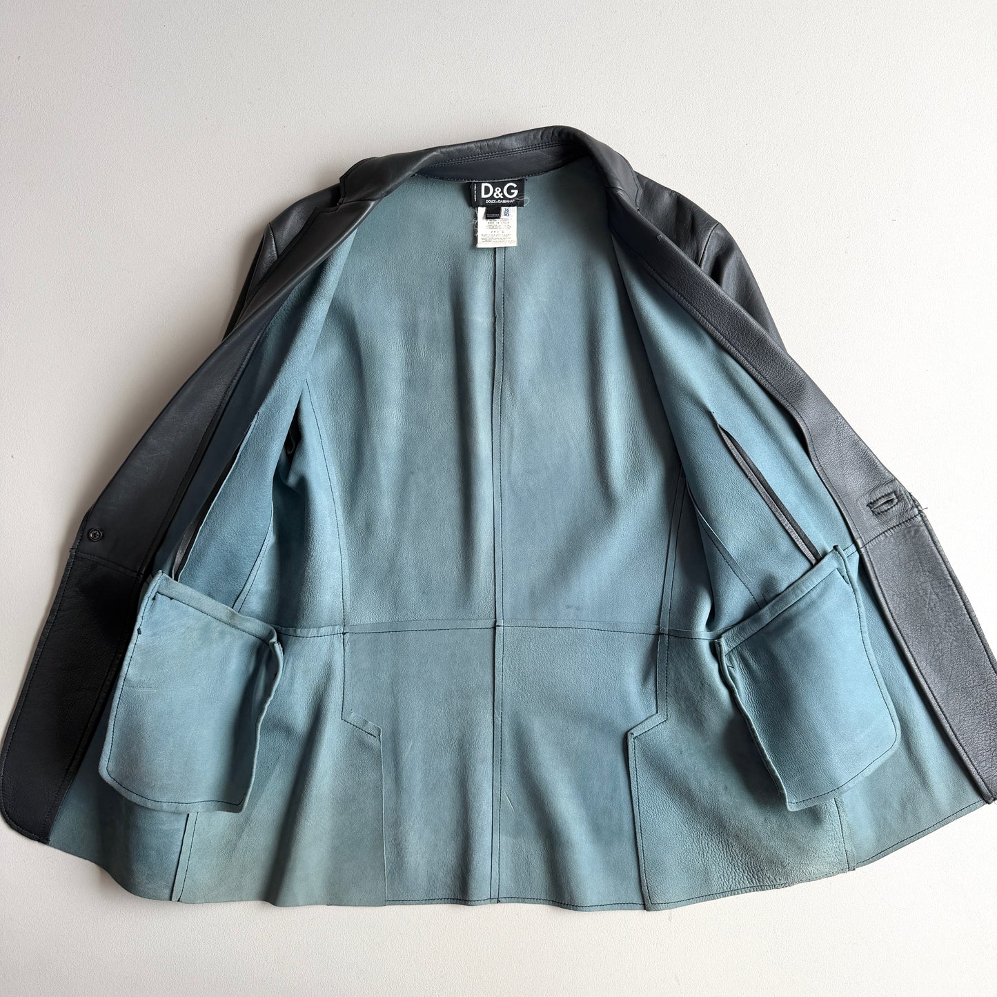 Dolce & Gabbana (50IT) Slate Blue/Teal Leather Single Button Sport Coat