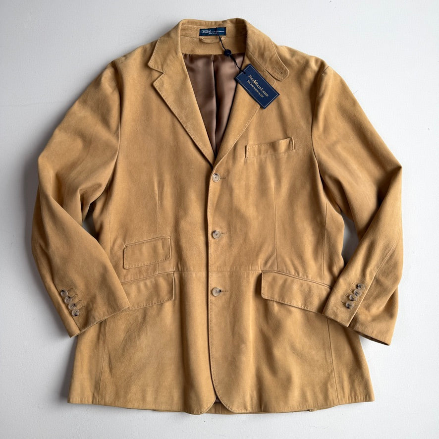 NWT Polo Ralph Lauren (L) Hacking Equestrian Suede Leather Tan Sports Jacket Coa