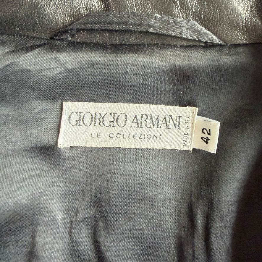 Giorgio Armani (42 /44) Black Glove Soft Lambskin Leather Coat