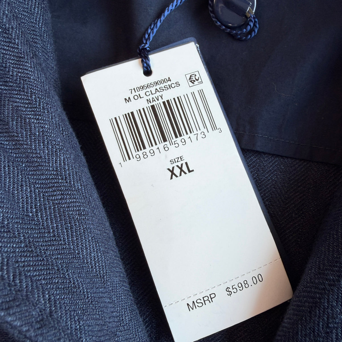 NWT Polo Ralph Lauren (2XL) 100% Linen Navy Blue Herringbone Field Utility Jacket