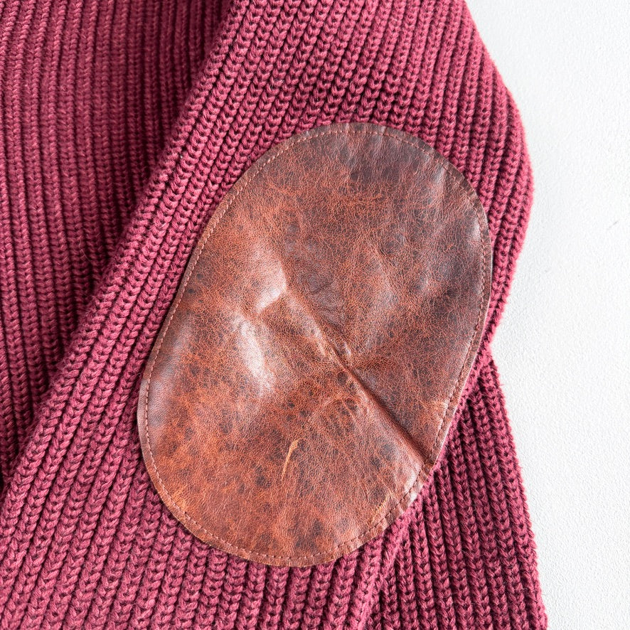 Polo Ralph Lauren (S) 100% Wool Maroon Shawl Collar Rib-Knit Sweater