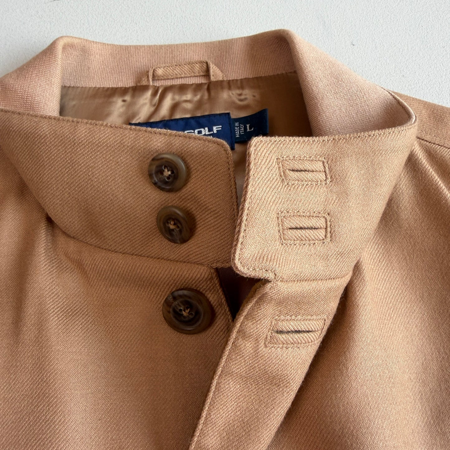 MINT! Ralph Lauren Polo Golf (L) Apricot Baby Alpaca Suede Trim Jacket