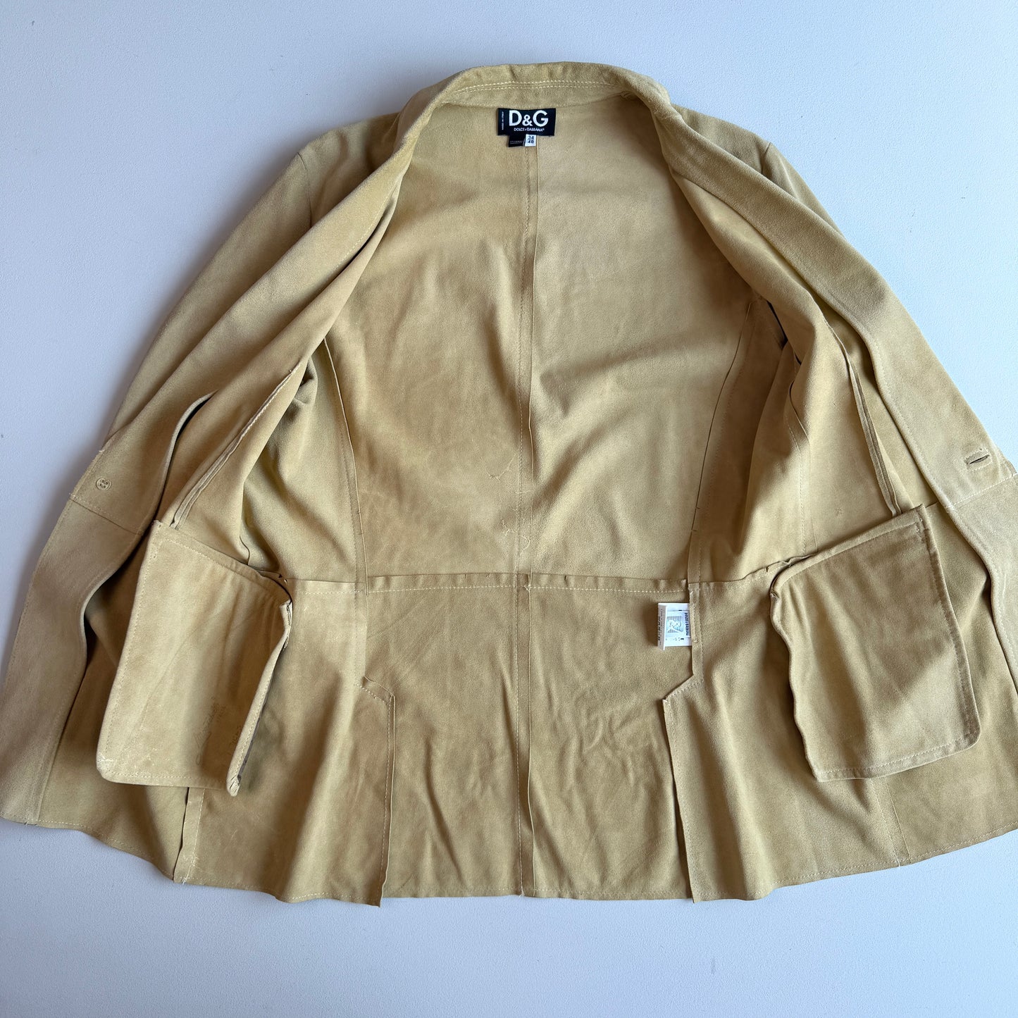 Dolce & Gabbana (48IT) Suede Leather Single Button Golden Yellow Sport Coat