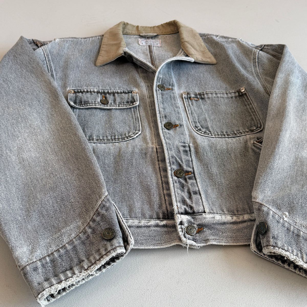 VNTG Polo Ralph Lauren (L) Sun-Bleached Gray Denim Western Trucker Jacket