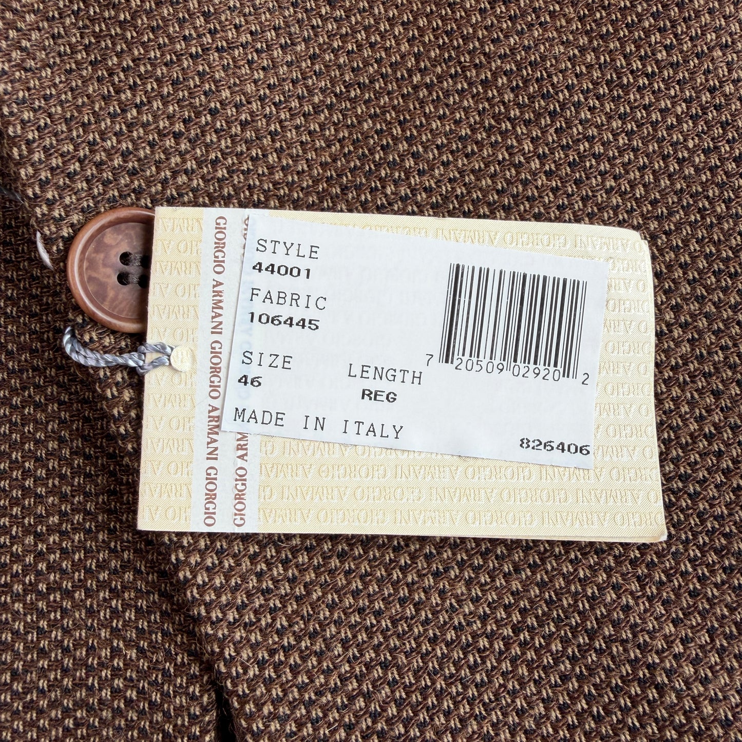 NWT VNTG Giorgio Armani (46R / 56IT) Wool Hopsack Single-Button Sport Coat