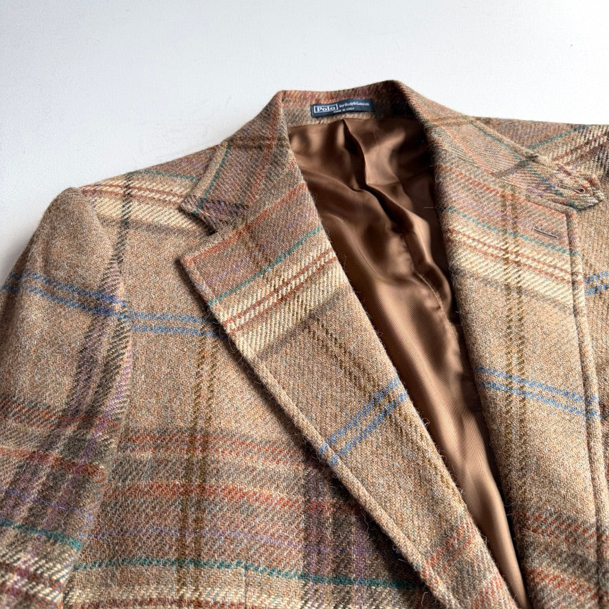 Polo Ralph Lauren (46L) Wool/Alpaca Tweed Blue/Purple Overcheck Sport Coat