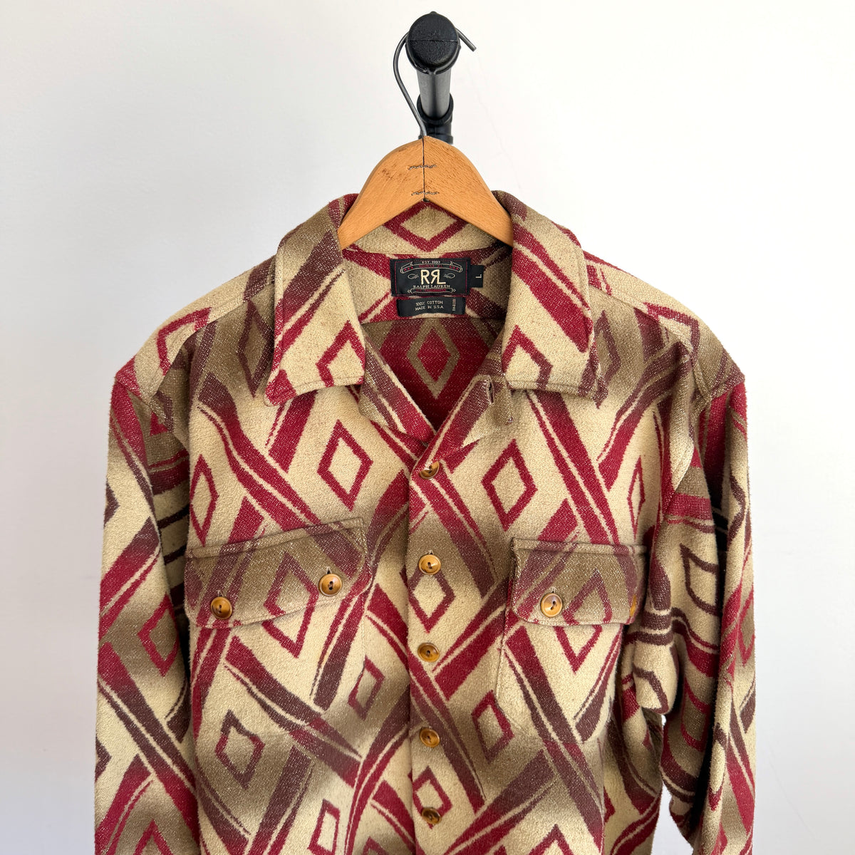 VNTG Ralph Lauren RRL (L) Cotton Blanket-Like Southwest Diamond Overshirt