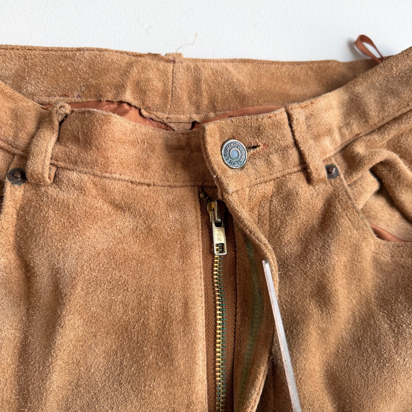 VNTG Polo Ralph Lauren (31/32 x 31) Suede Leather Western Lined Pants