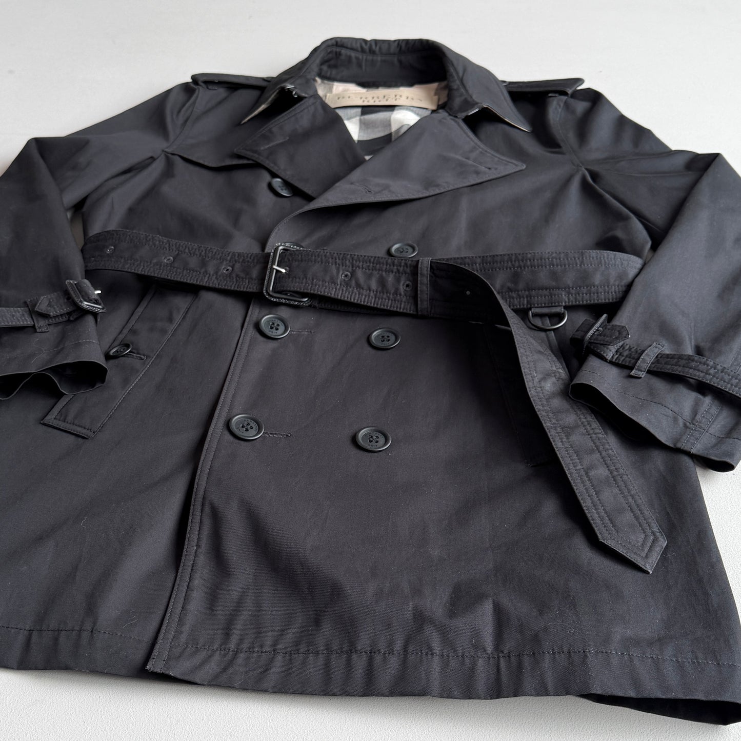 Burberry Brit (XL) 100% Cotton Twill Black Trench Coat