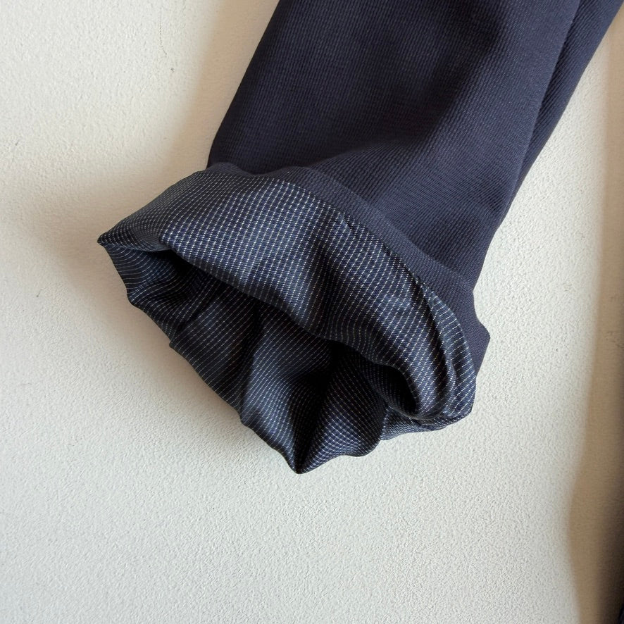 Canali (56 / 46L) 100% Silk Navy Blue Full Zip Tailored Harrington Jacket