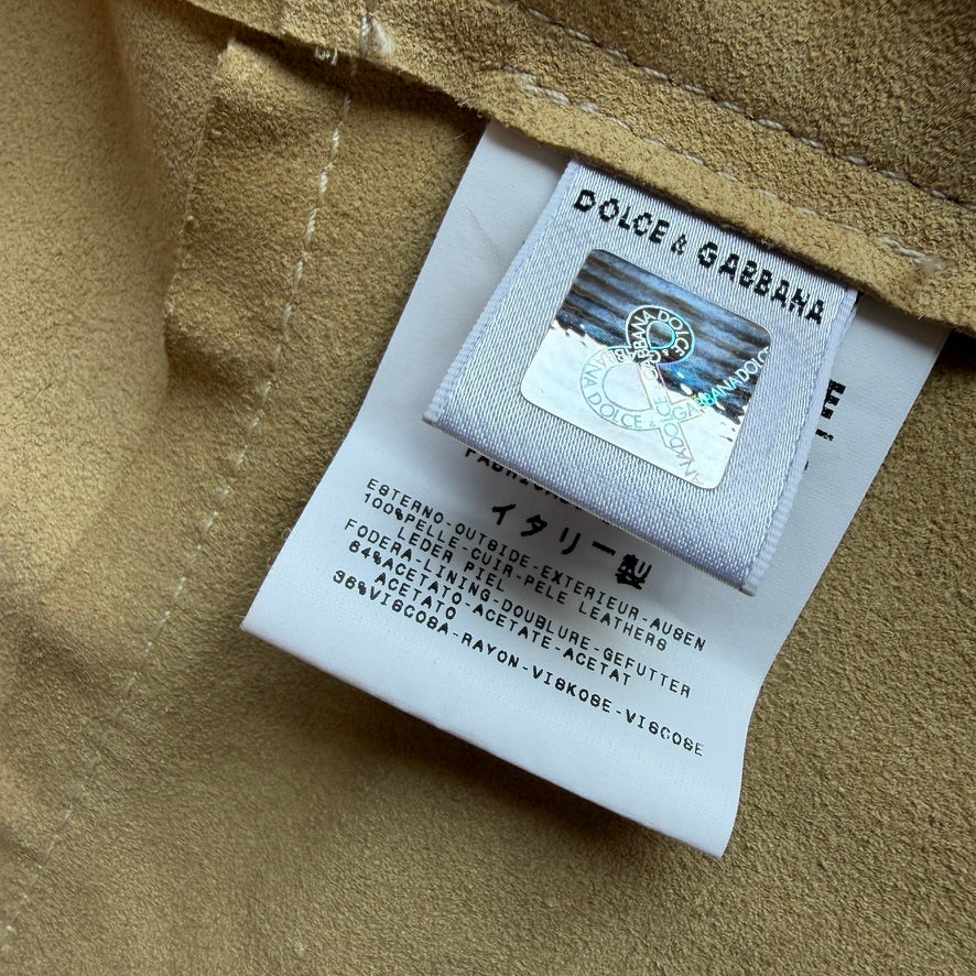 Dolce & Gabbana (48IT) Suede Leather Single Button Golden Yellow Sport Coat
