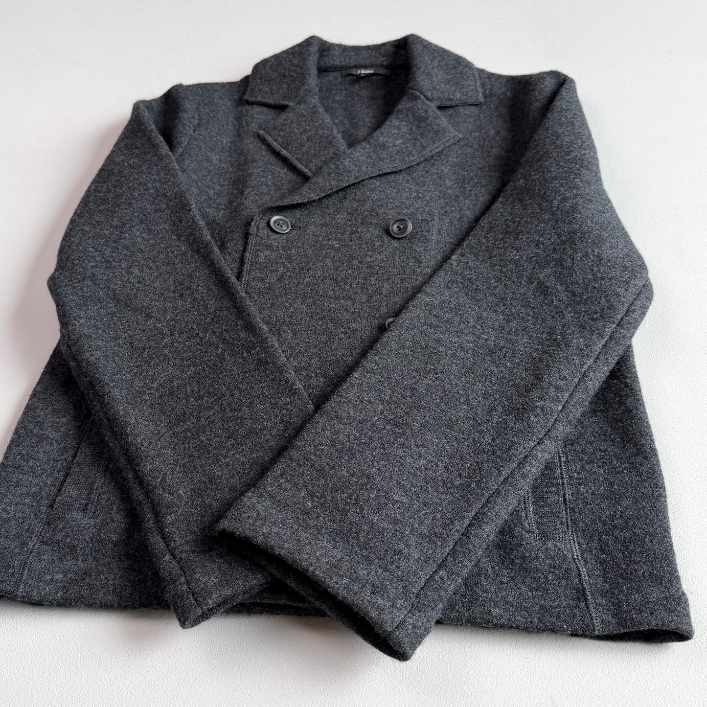 Z Zegna (M) 100% Wool Double Breast Gray Sweater Jacket
