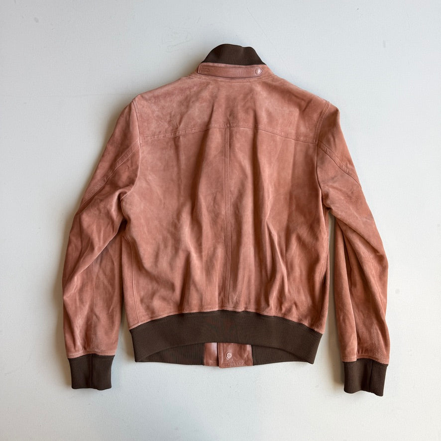 MINT! Tom Ford (50 IT) Blush Clay Calfskin Suede Leather Bomber-Style Jacket