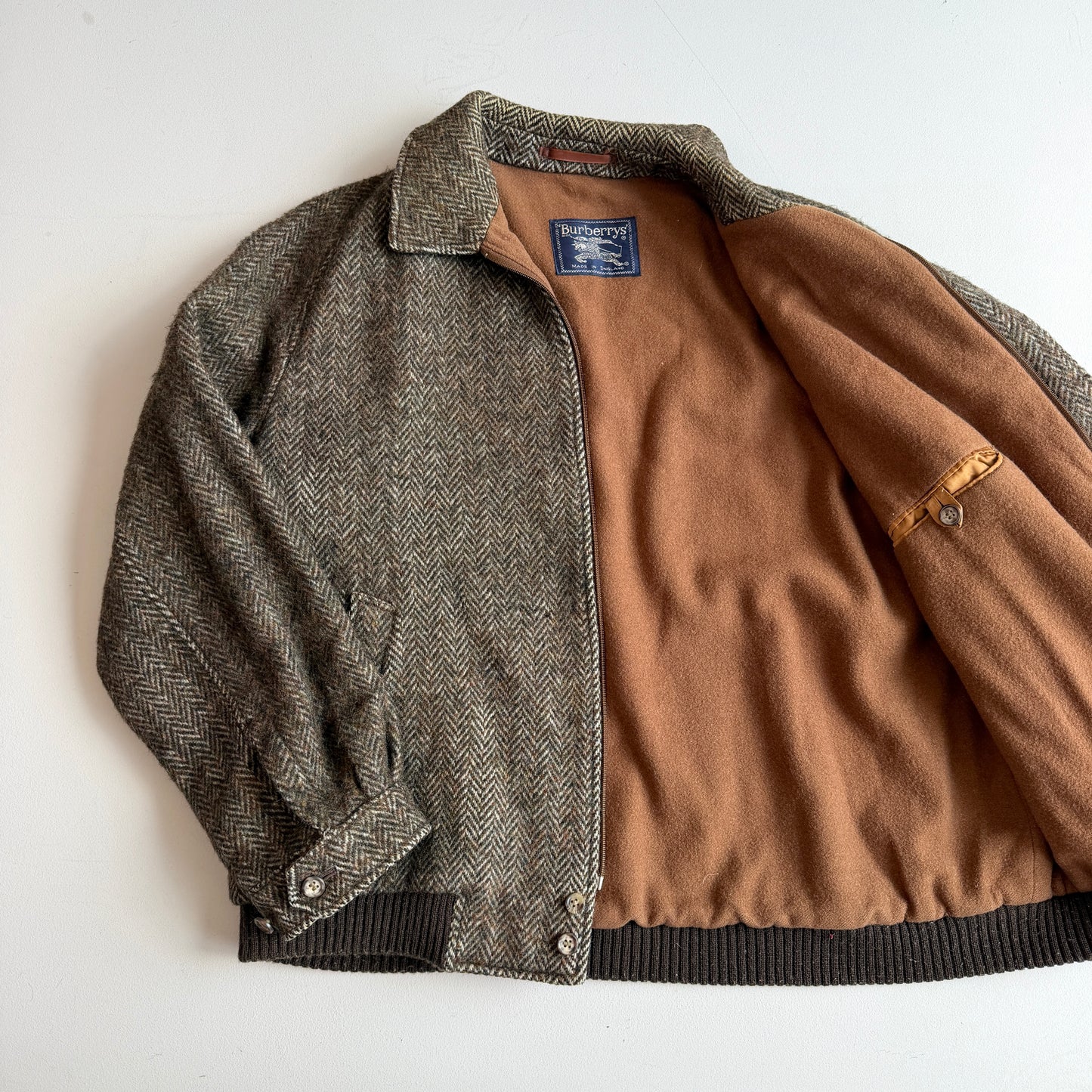 VNTG Burberry (46R) Tweed Wool Raglan Sleeve Brown Jacket
