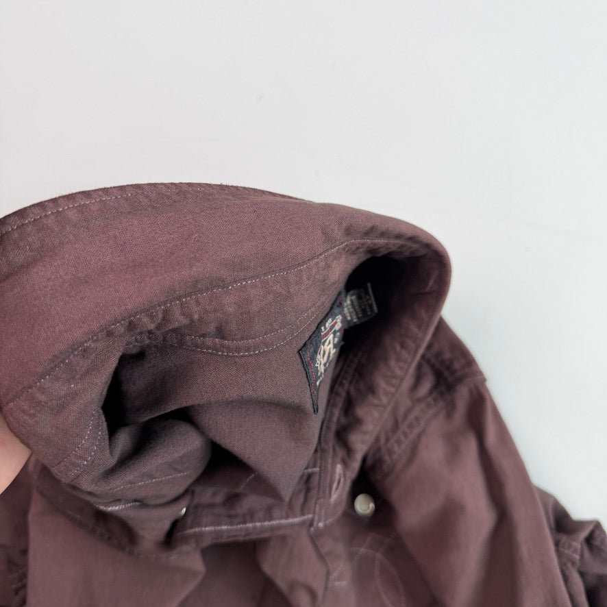 RRL Ralph Lauren (L) Plum Pearl Snap Dyed Western Shirt