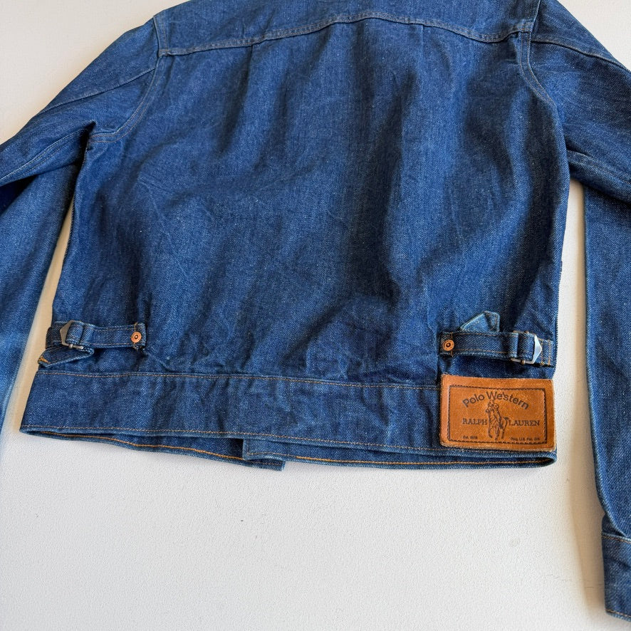 VNTG Ralph Lauren Polo Western (M) Indigo Denim Copper Button Western Trucker Jacket