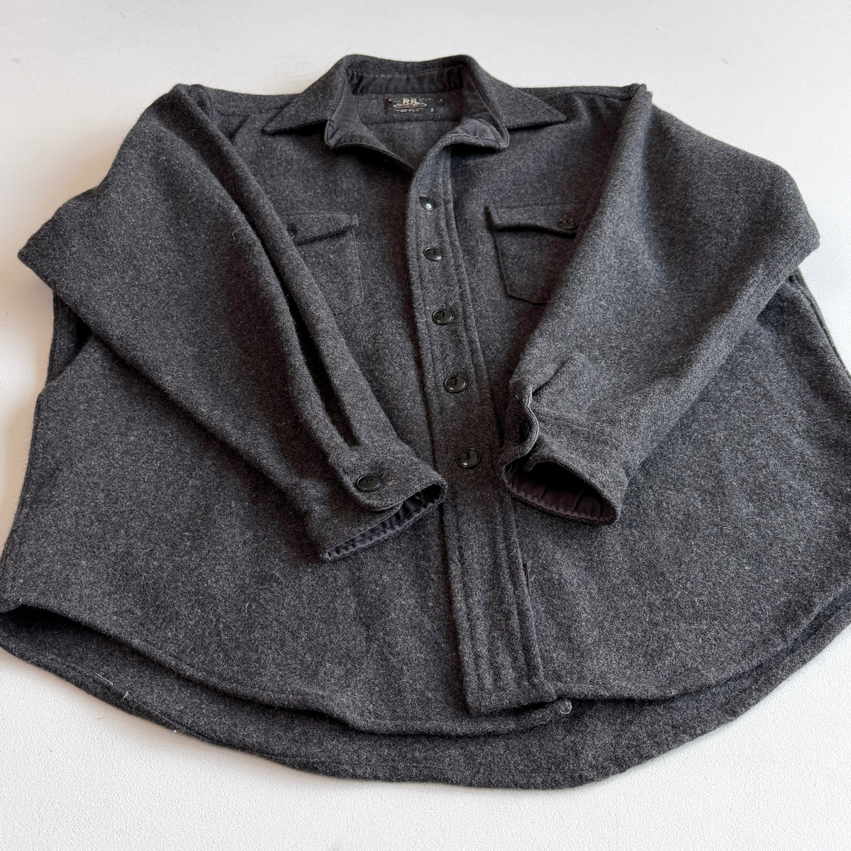 VNTG RRL Ralph Lauren (L) Charcoal Gray Wool Blend Overshirt