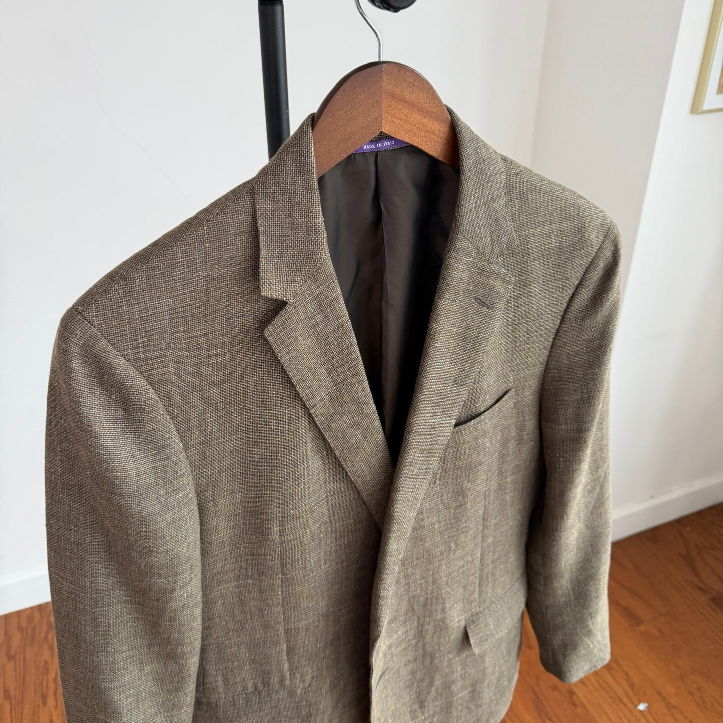 Ralph Lauren Purple Label (42R) Linen/Wool Hopsack Taupe Sport Coat