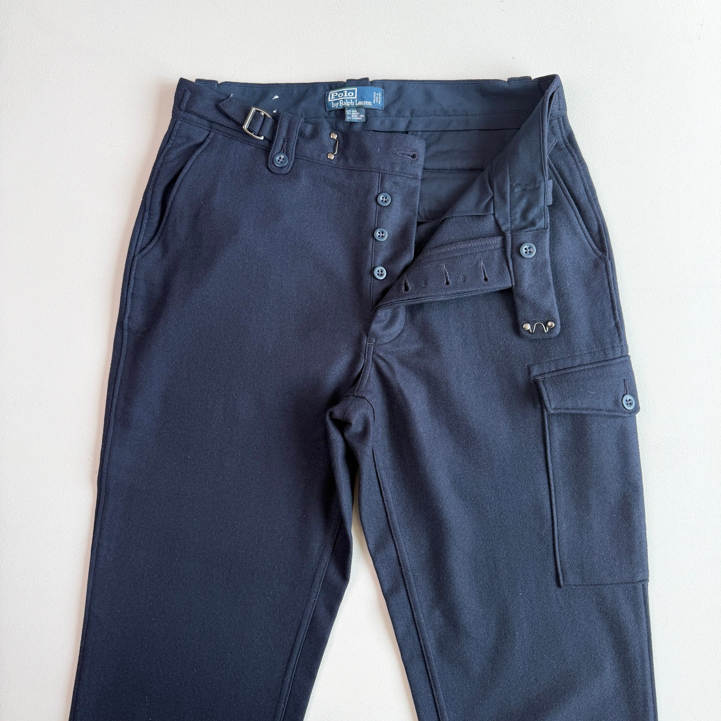 NWOT Polo Ralph Lauren (36x33) Navy Blue Wool/Angora/Cashmere Side Tab Pants
