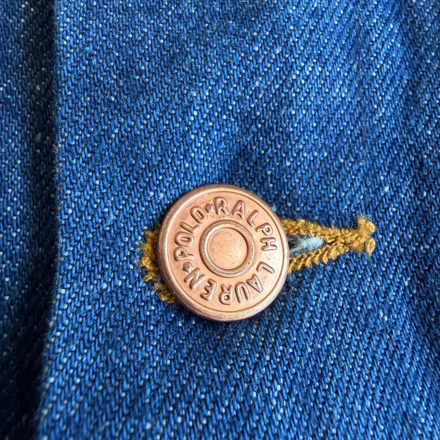 VNTG Ralph Lauren Polo Western (M) Indigo Denim Copper Button Western Trucker Jacket