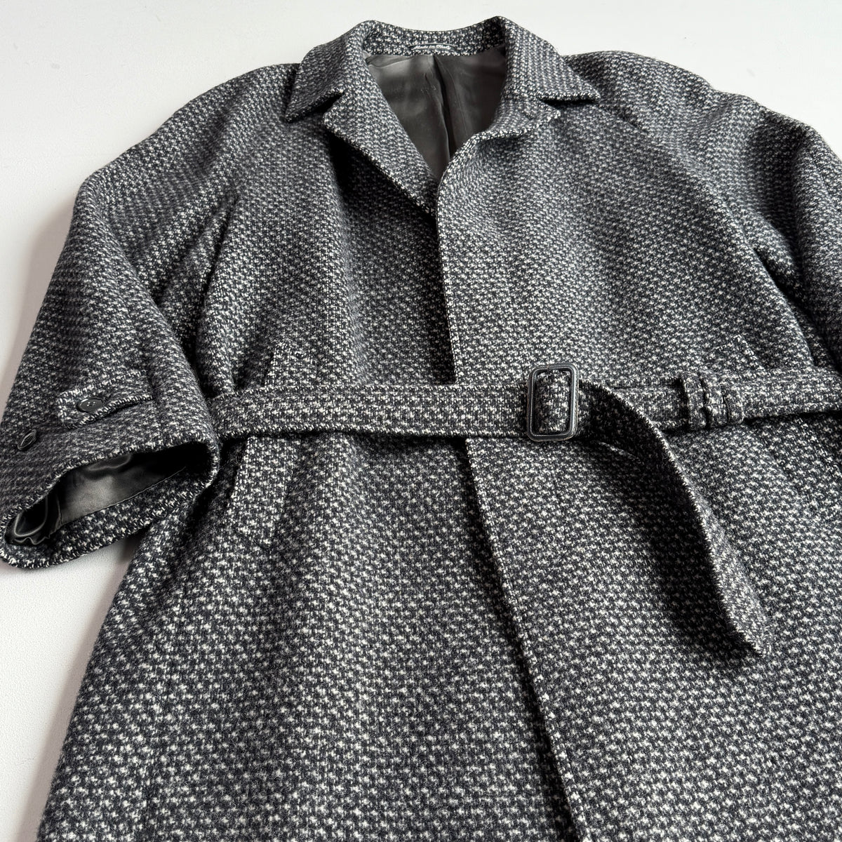 VNTG Giorgio Armani MANI (42R) 100% Wool Tweed Belted Balmacaan Overcoat